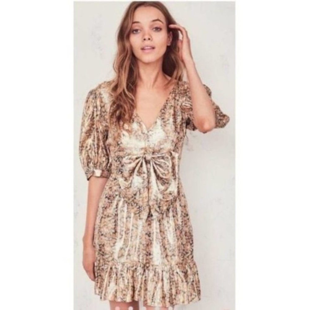 LoveShackFancy Lena Mini Dress Small Cinnamon